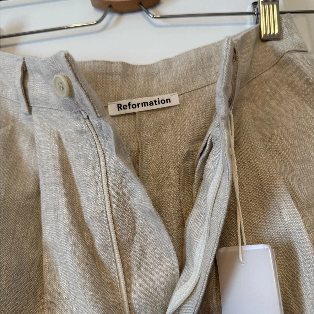 Reformation High-Rise Wide-Leg Linen Trousers in Natural